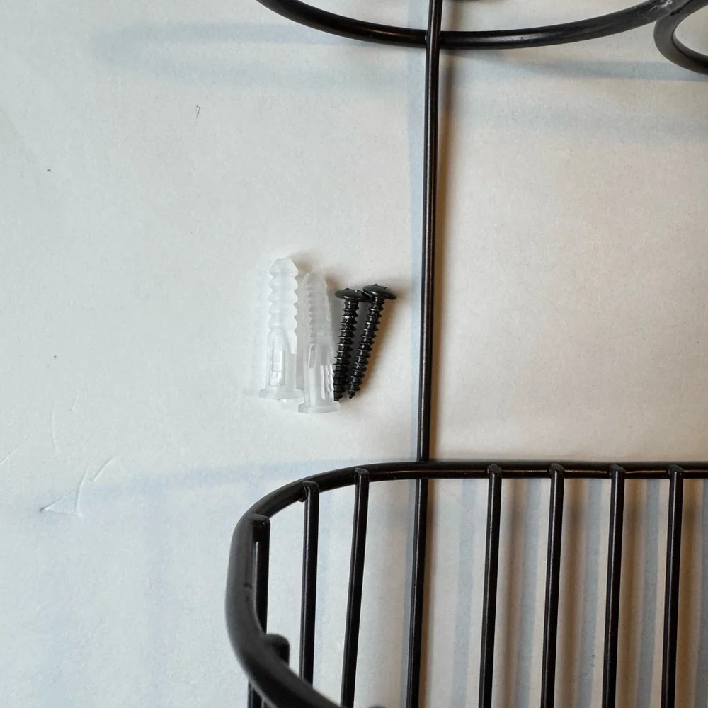 Dark Brown Metal Wall-Mounted Storage Basket